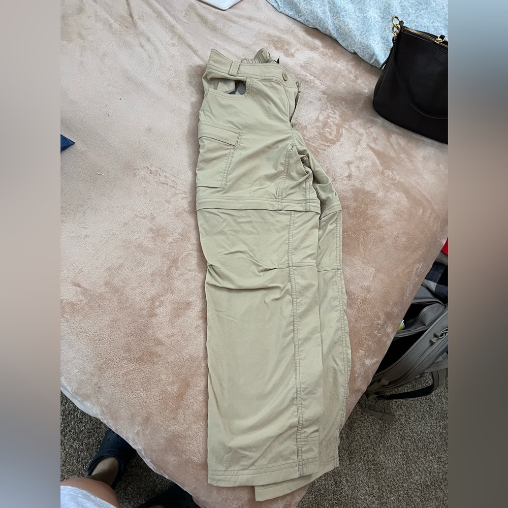REI Co-Op Womens 8P Petite Convertible Hiking Pants Nylon Stretch Beige Outdoor